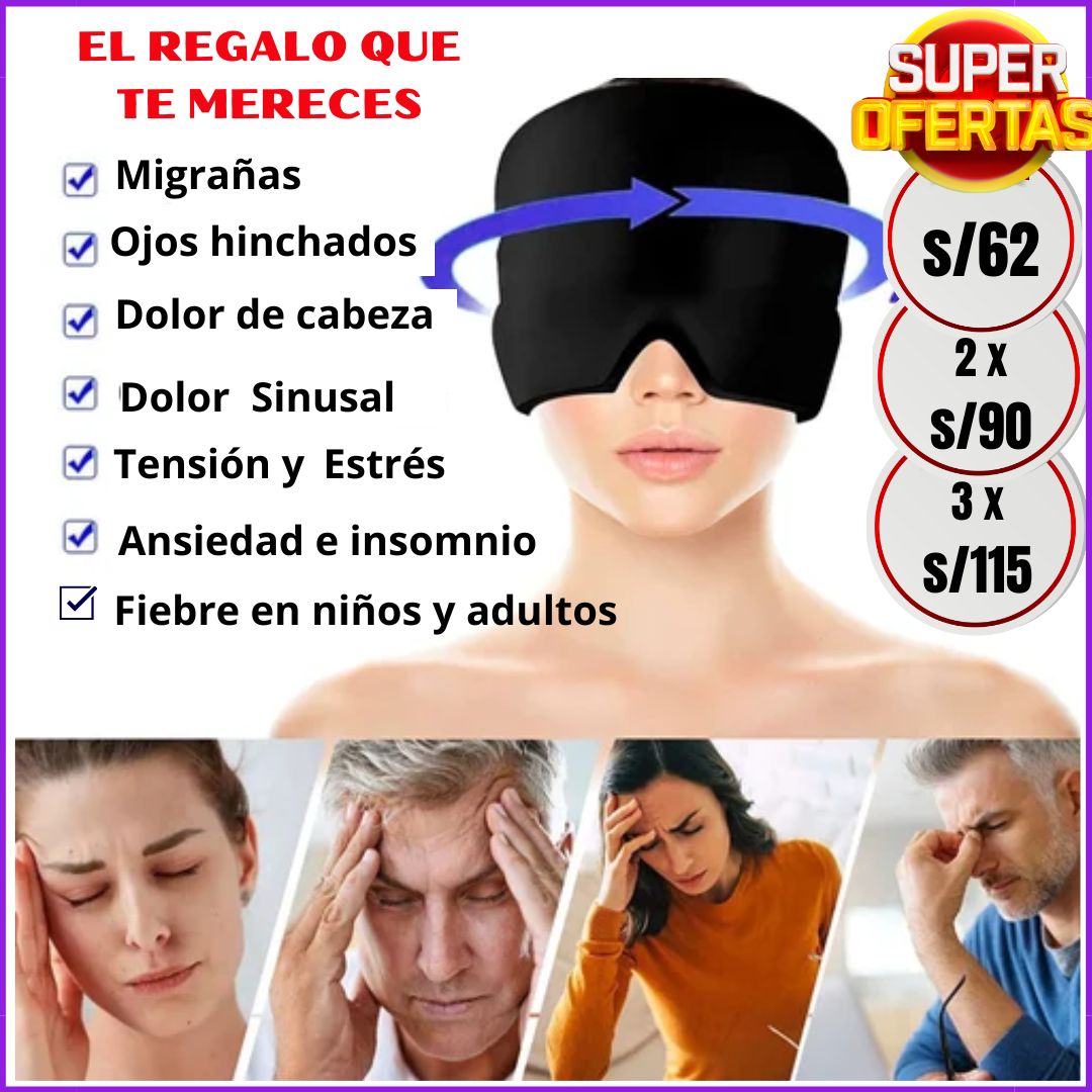 GORRO GEL MASAJEADOR DE CABEZA - FRIO Y CALOR (Multiuso)